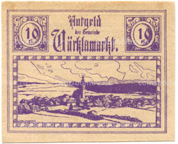 Банкнота 10 геллеров 1920 года Австрия  Фёлькермаркт(нотгельд)