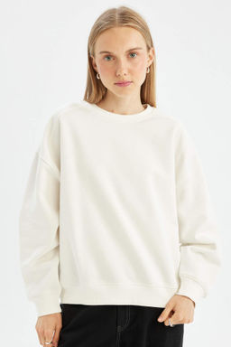 Coool Oversize Genis Kal?p Bisiklet Yaka Kal?n Basic Duz Sweatshirt - Defacto фото 8