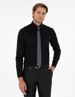 Siyah Regular Fit Uzun Kollu Basic G_mlek