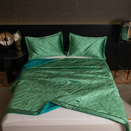 Велюровое покрывало в клетку и две наволочки OVL049 160*220/50-70 1 шт - Ситрейд фото 3