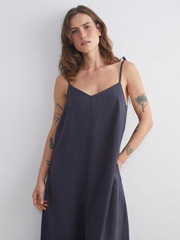 V Yaka Modal Kar???ml? Elbise