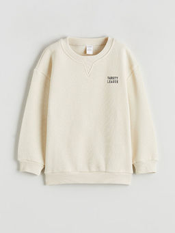 Bisiklet Yaka Bask?l? Erkek ?ocuk Sweatshirt