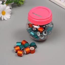 Клейкая лента пластик в банке «Глори. Оранж, морской», набор 40 шт., 1.2 см, дл.0.9 м, 7×7×9 см