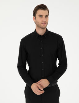 Рубашка Siyah Slim Fit длинный рукав черная
