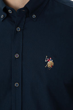 U. S. Polo Assn / Мужская темно-синяя базовая рубашка с длинным рукавом - U.s. polo assn фото 14