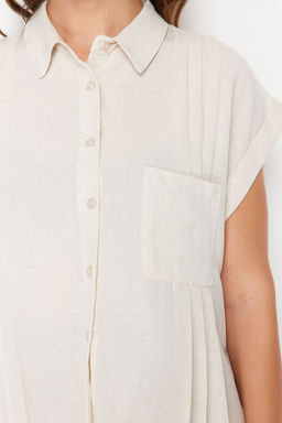 Bej Genis Kal?p Mini Dokuma Plaj Elbisesi TBESS24EL00130 - Trendyolmilla фото 4