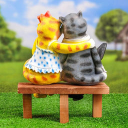 Садовая фигура из полистоуна «Коты на лавке», 40×18×40 см