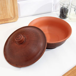 Форма для запекания с крышкой, 550 мл., 16×11 см, красная глина