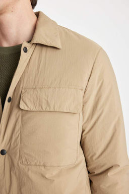 Приталенное пальто с воротником-поло - Defacto фото 5