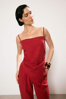 Trendyol Studio K?rm?z? S?rt? Baglama Detayl? Dokuma Bluz TWOSS26BZ00572 - Trendyolmilla фото 2