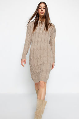 TRENDYOLMILLA Vizon Mini Triko Bisiklet Yaka Elbise TWOAW22EL0027  фото 11