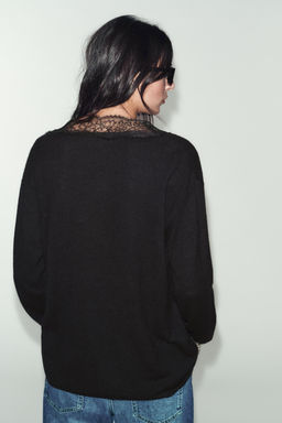 JERSEY CON LANA ENCAJE / Negro - Zara фото 4