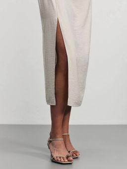 Юбка миди с разрезом и пряжкой из вискозы / Zarina  фото 7