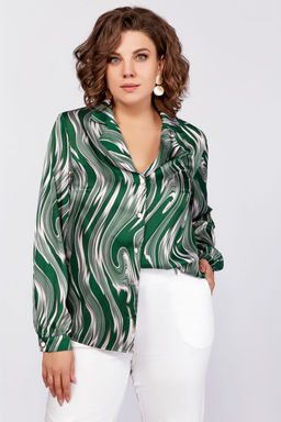 Блуза Swallow 783-Р зеленый+бежевые разводы