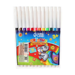 Фломастеры 12 цветов, невентилируемый колпачок