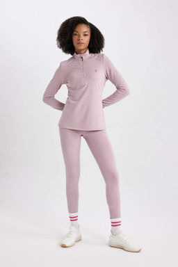 DeFactoFit Футболка с длинным рукавом и воротником стандартной посадки с принтом  фото 2