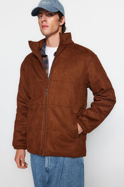 Trendyolmilla Man Kahverengi Regular Fit Suet Dik Yaka Hafif Dolumlu Ceket Mont TMNAW24MO00011  фото 5