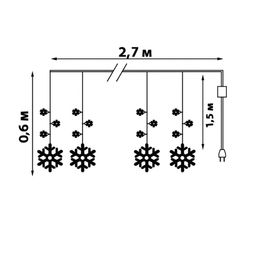 ULD-E2706-100/DTA WHITE IP20 SNOWFALL Занавес светодиодный фигурный с контроллером Снегопад. 10 нитей. 100 светодиодов. Размер 2,7х0,6м. Цвет свечения белый. IP20. Провод прозрачный. Упаковка картон. - Volpe фото 7