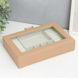 Шкатулка кожзам для украшений Хэмптонс бежевая 5,5х27х18 см - Simaland фото 4