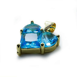 Подвеска Сердечко Голубое-gold чешское стекло с алмазной огранкой