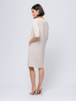 Платье бежевого цвета с рукавами 3/4 - 1001dress фото 3