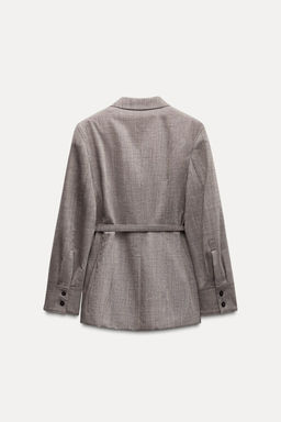 ZW COLLECTION 100% WOOL BELTED BLAZER - Zara фото 5
