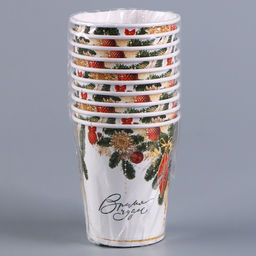 Цена за 10 шт. Стакан бумажный одноразовый С Новым годом, 250 мл - Страна карнавалия фото 3