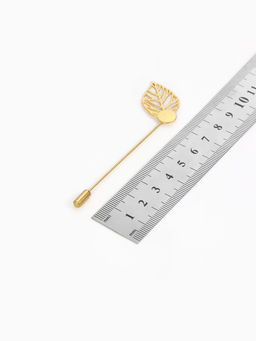 Основа Брошь-игла с листом (набор 5 шт.), L=7 см, площадка 9 мм, цвет золото