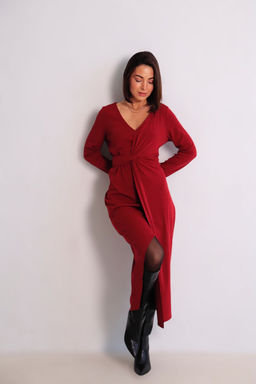 Martichelli Платье с эффектом запаха ягодное  фото 12