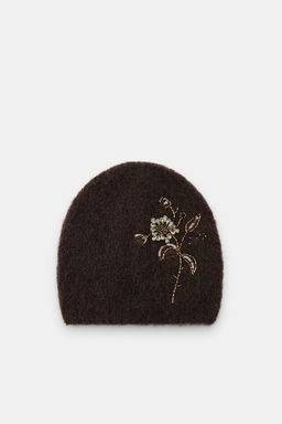 KNIT BEANIE WITH FLORAL BEADING - Zara фото 6