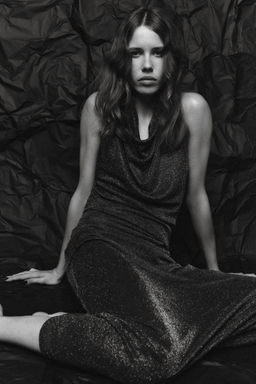 METALLIC THREAD OPEN BACK MAXI DRESS - Zara фото 12