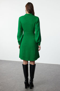 Yesil Mini Triko Dantelli Elbise TWOAW22EL0011