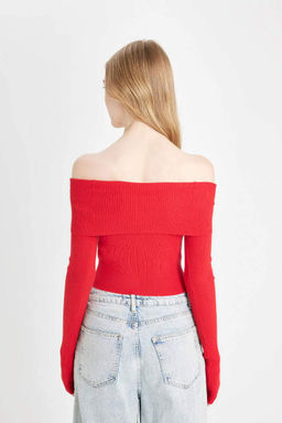 Cool Slim Fit свитер с открытыми плечами - Defacto фото 6