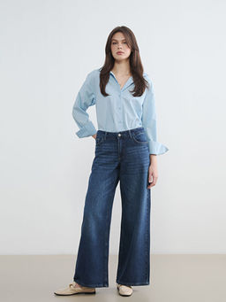 Y?ksek Bel Wideleg Kad?n Jean Pantolon