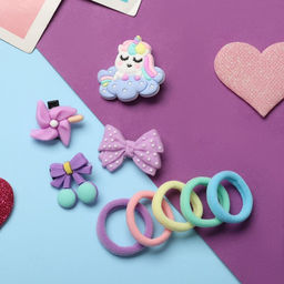 Цена за 6 шт. Набор для волос «Выбражулька»: 10 резинок,4 зажима, единорожка, МИКС