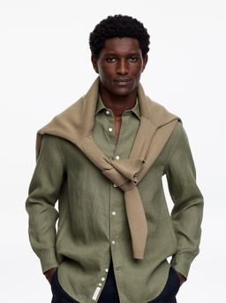 Camisa de lino de corte regular - H&m фото 3