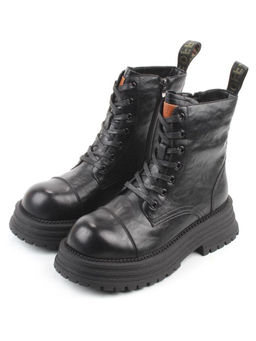 01-A13-1 BLACK Ботинки демисезонные женские (натуральная кожа)