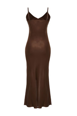 TRENDYOLMILLA Siyah Duz Kesim Saten Ask?l? Maxi Dokuma Elbise TWOSS24EL00163  фото 21