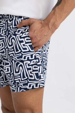 Короткие шорты для плавания на сетчатой подкладке с рисунком - Defacto фото 5
