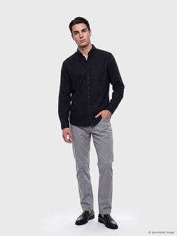 Regular Fit Keten Kar???ml? Erkek G?mlek