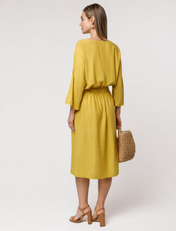 VILATTE / Платье с цельнокроеным рукавом изо льна с вискозой  фото 4