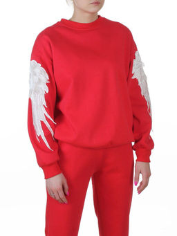 3416/3417 RED Костюм спортивный утепленный женский (95% хлопок, 5% эластан)