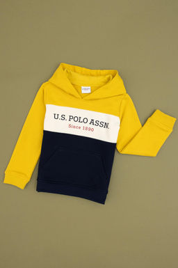 Erkek _ocuk Sar_ Kap__onlu Basic Sweatshirt