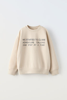 SLOGAN ISLEMELI DOKULU SWEATSHIRT