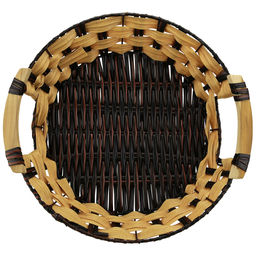 Корзина-сухарница плетеная Береста д29см h6,5см, полипропилен, бежевый, деревянные ручки, металлический каркас, форма круглая (Китай) - Домашняя мода фото 3