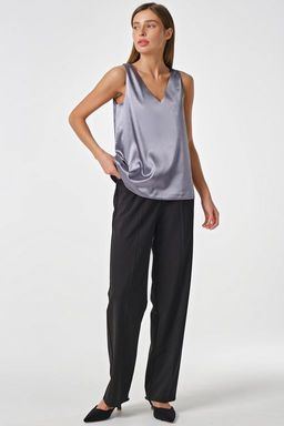 Топ атласный базовый под пиджак стальной