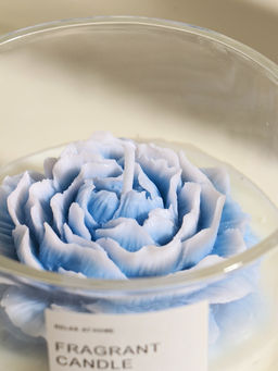Свеча интерьерная в стакане "Нежно-голубой пион" 11х11х8 см