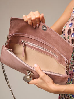 Клатч замшевый Deboro 30477 розовое серебро