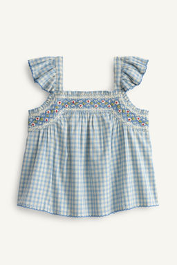 TOP BORDADOS CUADROS LIMITED EDITION / Azul / Blanco - Zara фото 6