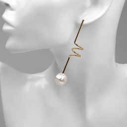 Серьги с жемчугом Бусина спираль мини, цвет золото